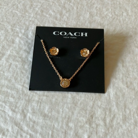 Coach: Rose Gold Jewelry Set- Necklace & Earrings - Picture 10 of 12